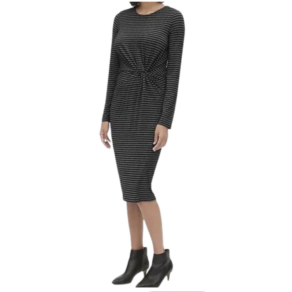 NEW GAP Metallic Stripe Twist-Knot Midi Dress SZ S - Picture 4 of 11